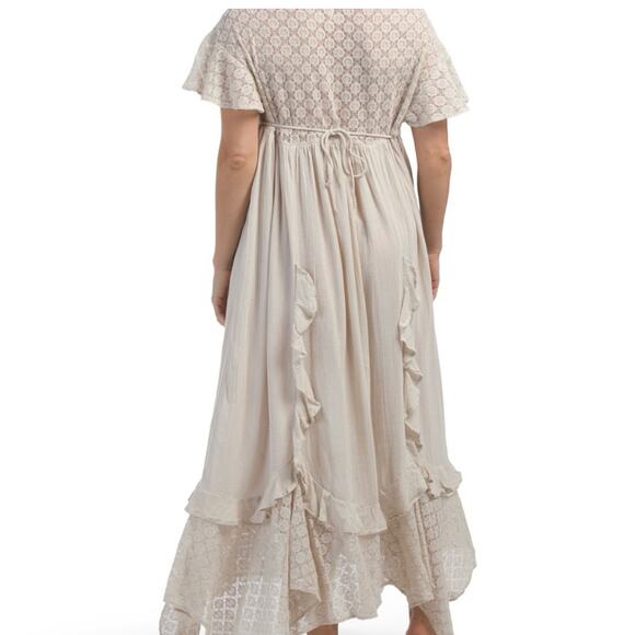 Free People Bring The Romance Midi Dress Khaki Beige Oversized XS - Picture 2 of 15